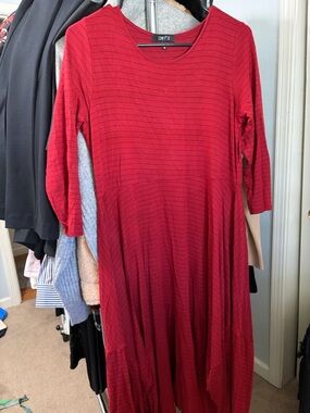 Comfy USA Red Striped Midi Dress